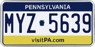 PA license plate MYZ5639
