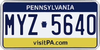 PA license plate MYZ5640