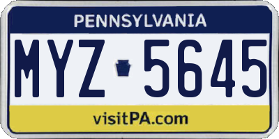 PA license plate MYZ5645