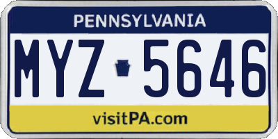 PA license plate MYZ5646