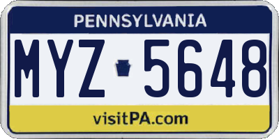 PA license plate MYZ5648