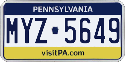 PA license plate MYZ5649