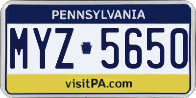 PA license plate MYZ5650