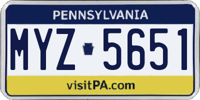 PA license plate MYZ5651