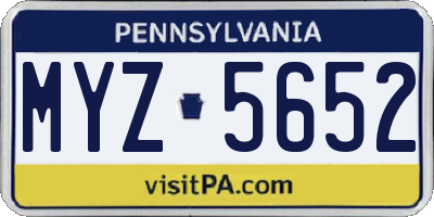 PA license plate MYZ5652