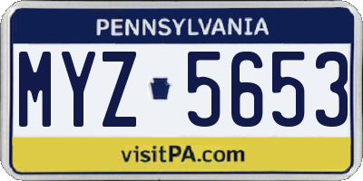 PA license plate MYZ5653