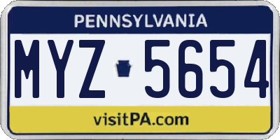 PA license plate MYZ5654