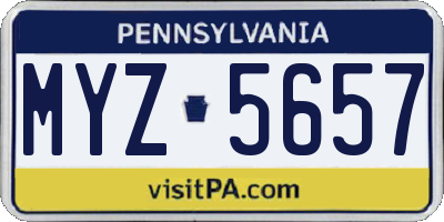 PA license plate MYZ5657
