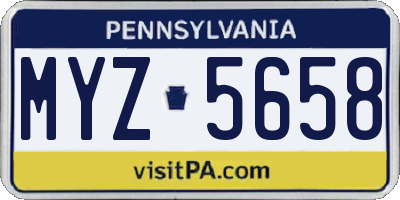 PA license plate MYZ5658