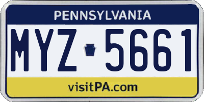 PA license plate MYZ5661