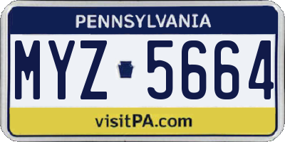 PA license plate MYZ5664