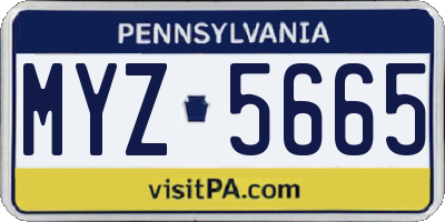PA license plate MYZ5665