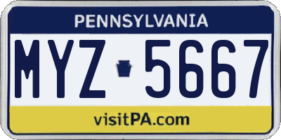 PA license plate MYZ5667