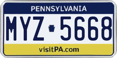 PA license plate MYZ5668