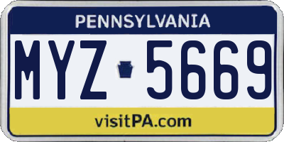 PA license plate MYZ5669