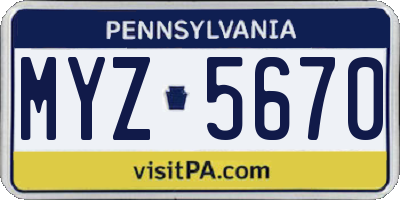 PA license plate MYZ5670