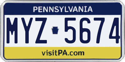PA license plate MYZ5674