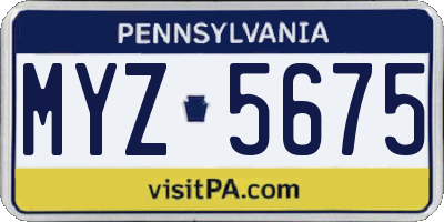 PA license plate MYZ5675