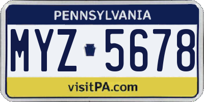 PA license plate MYZ5678