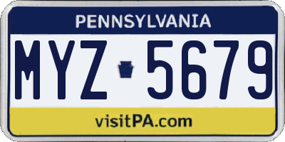 PA license plate MYZ5679