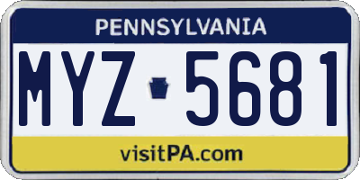PA license plate MYZ5681