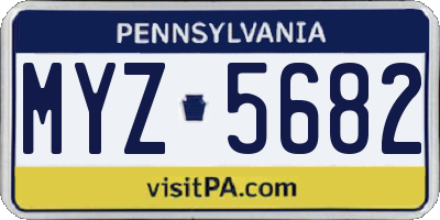 PA license plate MYZ5682