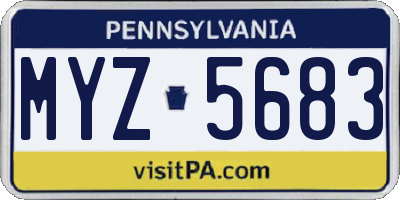 PA license plate MYZ5683