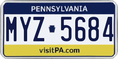 PA license plate MYZ5684
