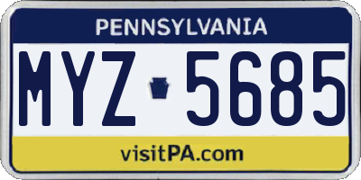 PA license plate MYZ5685