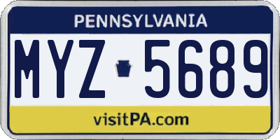 PA license plate MYZ5689