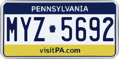 PA license plate MYZ5692