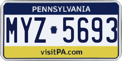 PA license plate MYZ5693