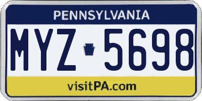 PA license plate MYZ5698