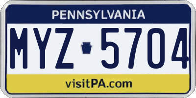 PA license plate MYZ5704