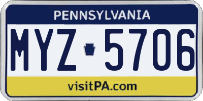 PA license plate MYZ5706