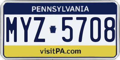 PA license plate MYZ5708