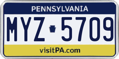 PA license plate MYZ5709