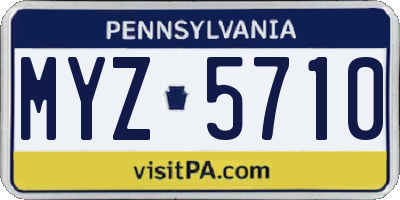 PA license plate MYZ5710