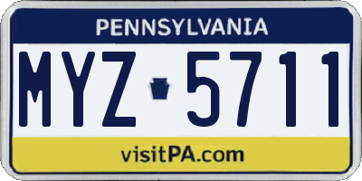 PA license plate MYZ5711
