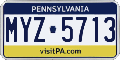 PA license plate MYZ5713