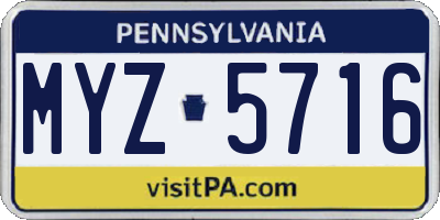 PA license plate MYZ5716