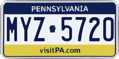 PA license plate MYZ5720