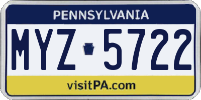 PA license plate MYZ5722