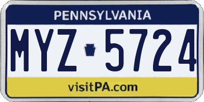 PA license plate MYZ5724