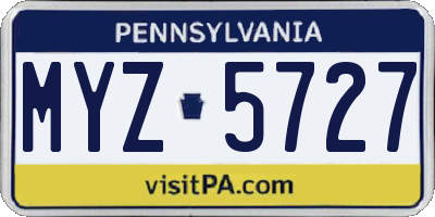 PA license plate MYZ5727