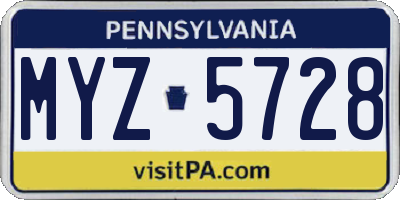 PA license plate MYZ5728