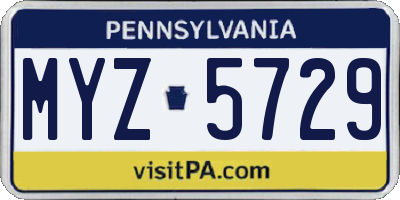 PA license plate MYZ5729