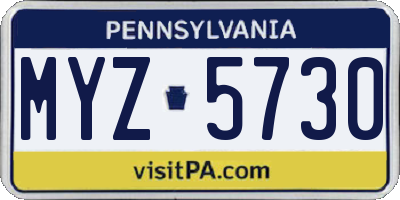 PA license plate MYZ5730