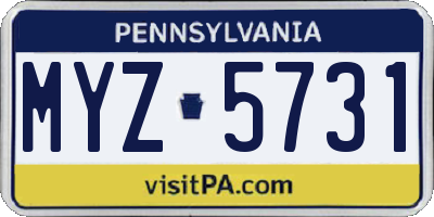 PA license plate MYZ5731