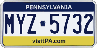 PA license plate MYZ5732